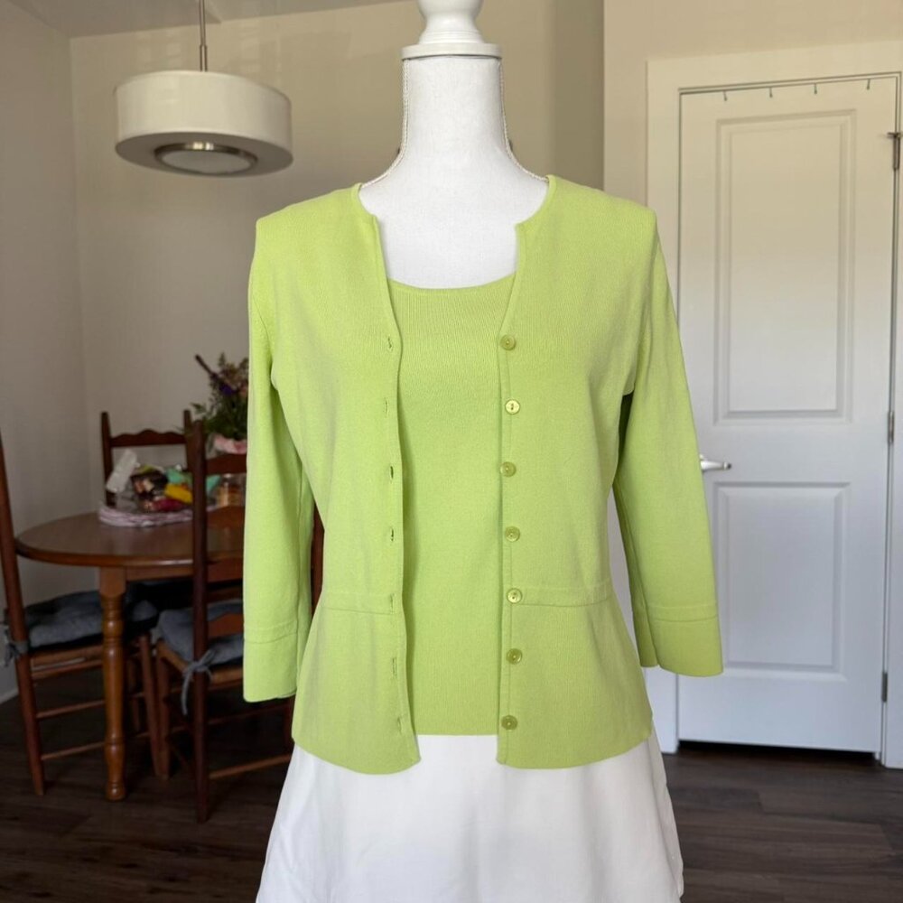 Talbots Lime Green Cardigan and Tank Top Set